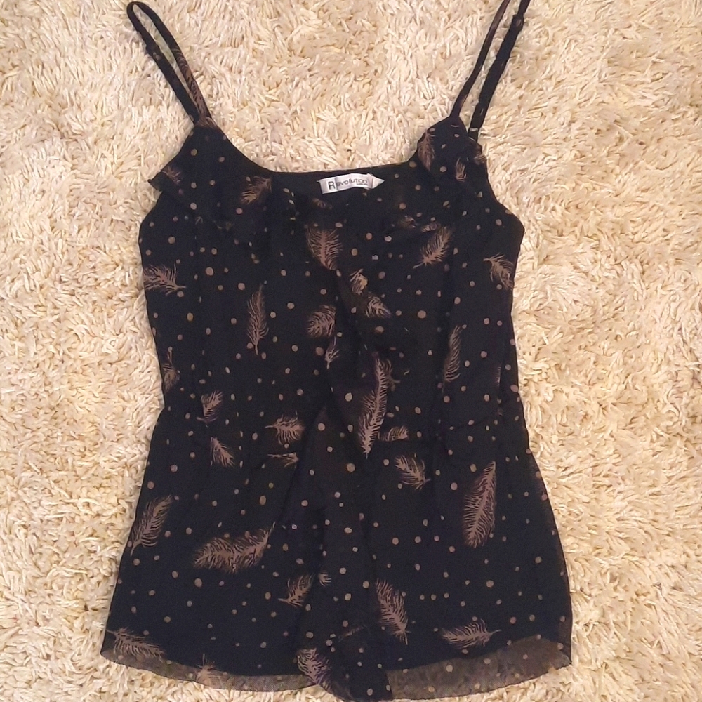 Feather print strappy top